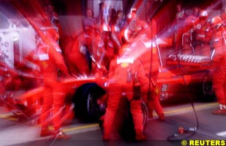 Michael Schumacher during a pitstop