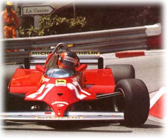 Gilles Villeneuve, under way to victory at the Monaco GP 1981