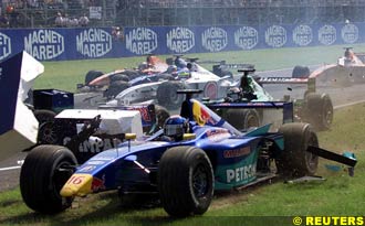 Mayhem at the start of the Italian GP