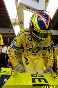 Driver exiting the cockpit