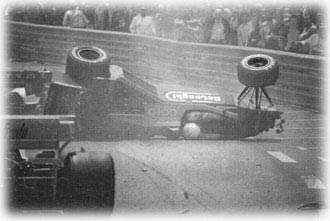 Martin Brundle chrashing during first qualifying