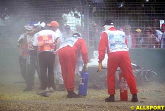 Marshals at the scene of Villeneuve's crash