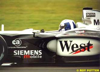 David Coulthard testing in Mika Hakkinens McLaren