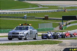 The pace car leading the pack around