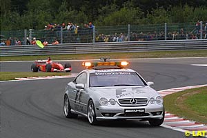 The Safety Car leading the field around before the red flag came out