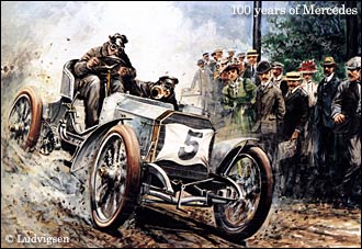 The first Mercedes car captured in drawing