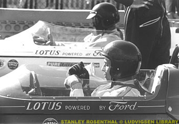 Gureny and Clark on the front row of the 1963 200-mile race at New Jersey, USA