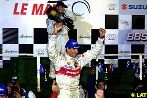 Emanuele Pirro celebrates his title win