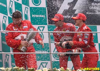 Ferrari celebrate 1-2 on the podium