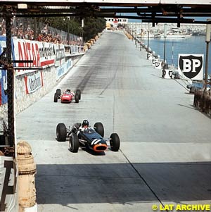 in 1966, Hill ahead of Bandini