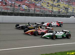 Drivers going to wheel-to-wheel at over 200 mph