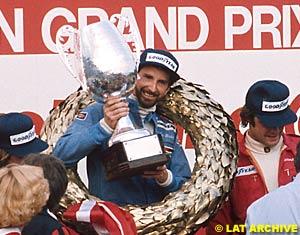 John Watson on the podium in Austria, still with a beard