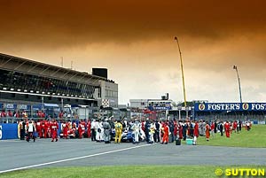 The sky looked threatening before the start