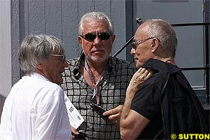 Bernie Ecclestone talks to Chris Pook