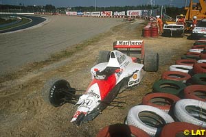 Senna's stricken McLaren in Suzuka 1990