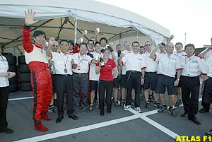 The Bridgestone crew celebrates in Japan