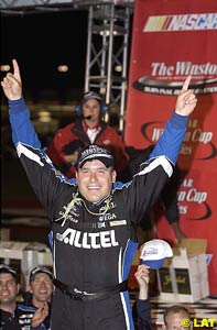 Ryan Newman celebrates winning The Winston