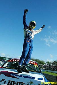 Greg Murphy celebrates a home win at Pukekohe