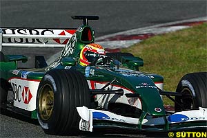 Pizzonia at Barcelona with the Jaguar