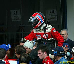 FIA GT champion Christophe Bouchut is feted in pit lane