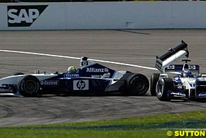 Ralf Schumacher and Montoya collide