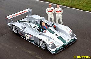 Mika Salo, in the car, with Perry McCarthy and Jonny Kane
