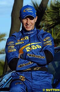 Petter Solberg at the Subaru team launch in Monaco in January this year