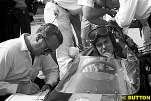 Colin Chapman and Jim Clark at Indy, 1963