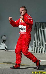 Barrichello celebrates pole position