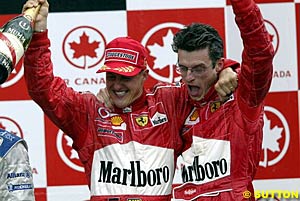 Schumacher and Dyer on the podium in Canada