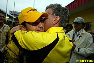 Fisichella and Jordan celebrate their victory