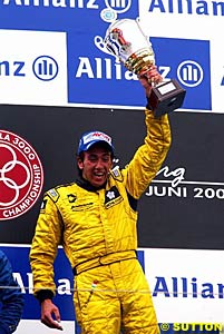 Enrico Toccacelo celebrates his first F3000 win