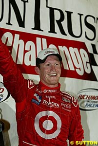 Scott Dixon celebrates his second consecutive IRL win