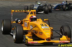 Robert Kubica made a stunning Euro F3 debut, taking a win and a second place