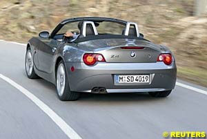 BMW's Z4 comes as a five-speed 2.5 litre model or the more expensive 3.0 litre, six-speed model