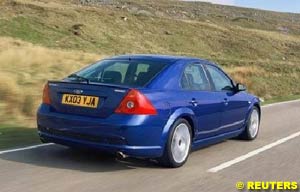 The ST220 Mondeo is quicker through sweeping bends than Ford's smaller, faster-accelerating Focus RS