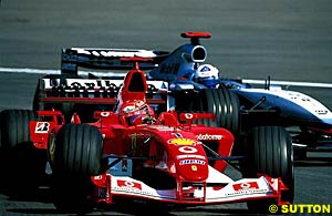 Schumacher battled with Coulthard