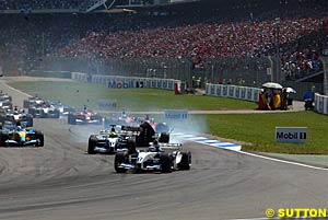 The accident at the start of the German GP