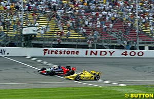 Alex Barron just beats Sam Hornish Jr to victory at Michigan