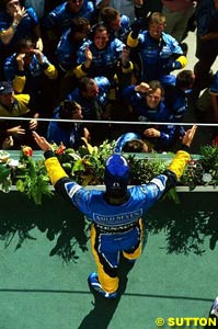Fernando Alonso on top of the podium