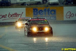 The Team Dynamik car of Jason Richards and Simon Wills during the second downpour