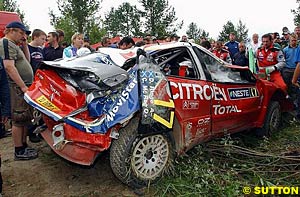 Wrecks like these at last month's Rally Finland may have helped lead to Citroen's decision to drop McRae instead of Sainz