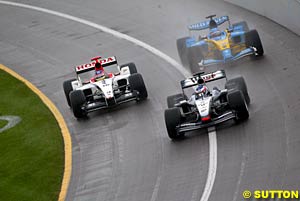 At Indianapolis, ahead of Villeneuve and Alonso