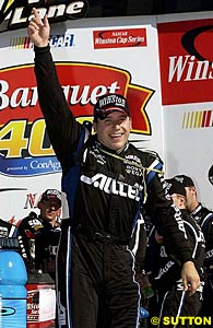 Ryan Newman celebrates his eighth win of the season