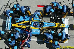 Jarno Trulli during a pitstop