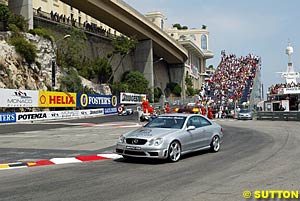 The safety car jumped onto the track on lap 1