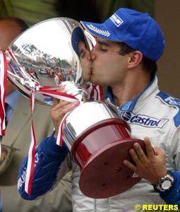 Montoya celebrates his second GP win