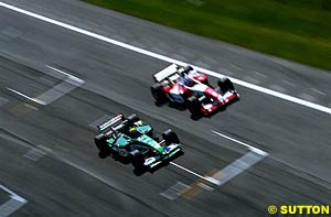 Webber overtakes Panis, although the Australian would retire