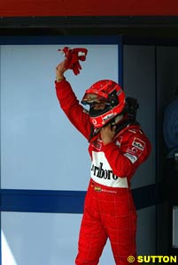 Schumacher celebrates his second pole of the year