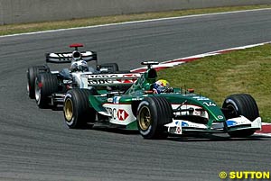 Pizzonia's teammate Mark Webber scored Jaguar's first points in Spain